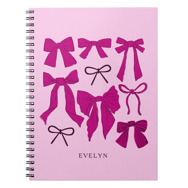 Magenta Romantic Bows Anteckningsbok (Framsidan)