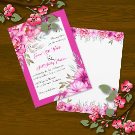 Magenta rosa akvarell blommor blommande bröllop inbjudningar