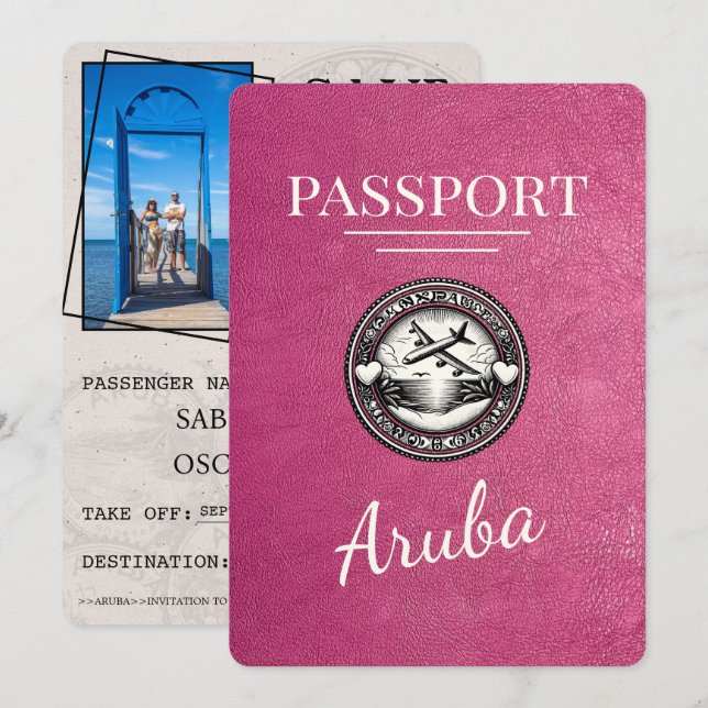 Magenta Rosa Aruba Passport Spara datum Datumet (Fram/baksida)