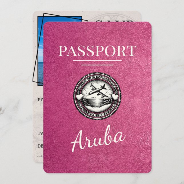 Magenta Rosa Aruba Passport Spara datum Spara Datumet (Fram/baksida)