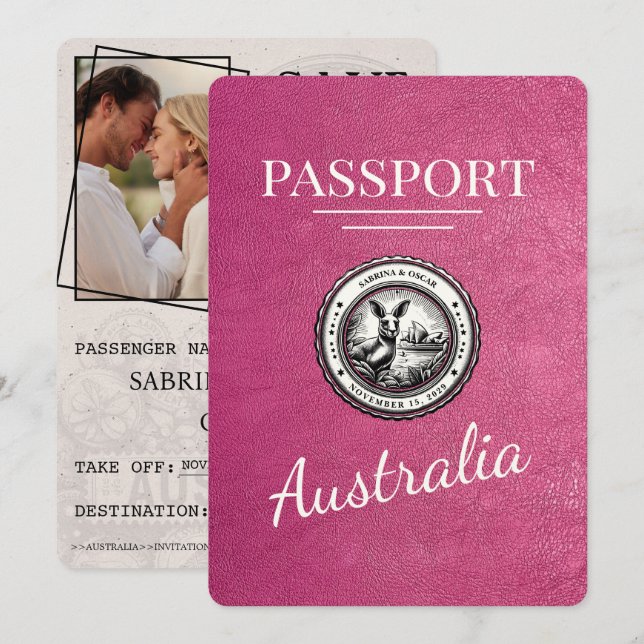Magenta Rosa Australia Passport Spara datum Datumet (Fram/baksida)
