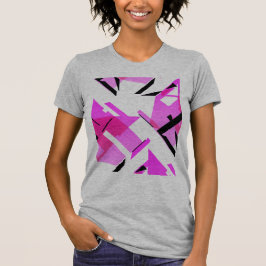 Magenta Rosa Black Shapes Abstrakt MCM-inspirerad T Shirt