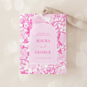 Magenta Rosa Chinoiserie Flowers Bröllop Välkommen Poster