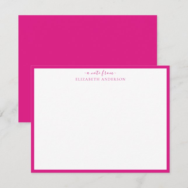 Magenta Rosa Classic Gräns Note Card Anteckningskort (Fram/baksida)