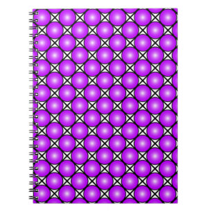 Magenta Rosa Dots Black White Lattice Mönster Anteckningsbok