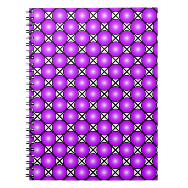 Magenta Rosa Dots Black White Lattice Mönster Anteckningsbok (Framsidan)