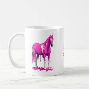 Magenta Rosa Dripping Blöt Paint Horse Kaffemugg