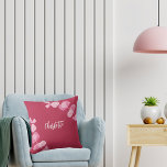 Magenta rosa eucalyptus namn-skript kudde<br><div class="desc">En färgad med magneta-bakgrund som dekoreras med rosa eucalyptus. Anpassa och lägg till ett namn.</div>