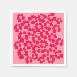 Magenta Rosa Fantasy Blomsterträdgård Pappersservett