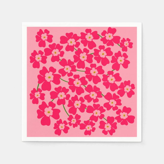 Magenta Rosa Fantasy Blomsterträdgård Pappersservett (Framsidan)