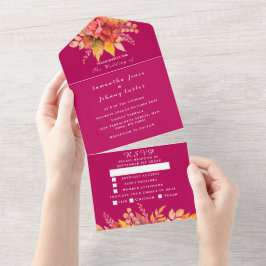 Magenta Rosa Fuchsia Fall Blommigt Elegant bröllop