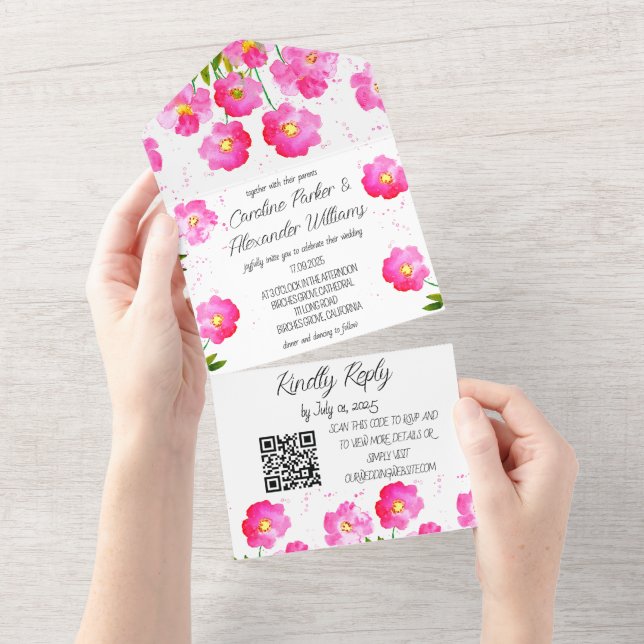 Magenta Rosa Fuchsia Modern Bold Elegant Blommigt  (Avrivbar del)
