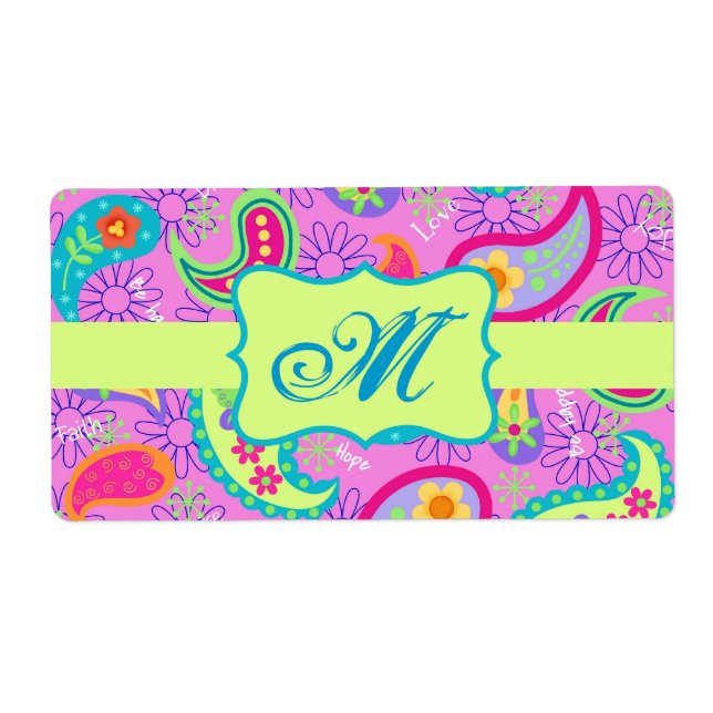 Magenta Rosa Grönt Modern Paisley Mönster Fraktsedel (Framsidan)