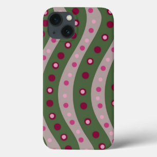 Magenta Rosa Grönt Springtime Polka Dot Patterned