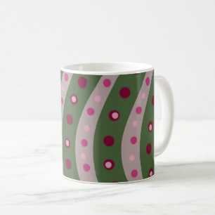 Magenta Rosa Grönt Springtime Polka Dot Patterned Kaffemugg