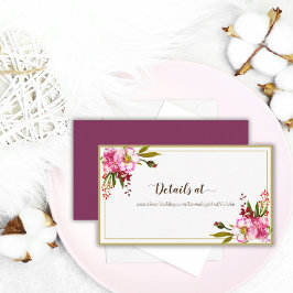 Magenta Rosa Guld Blommig Bröllop Tilläggskort