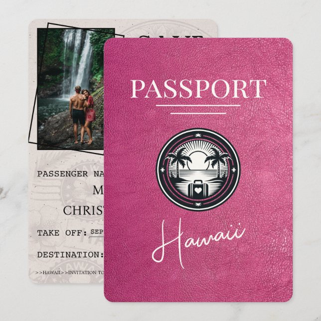 Magenta Rosa Hawaii Passport Spara datum Datumet (Fram/baksida)