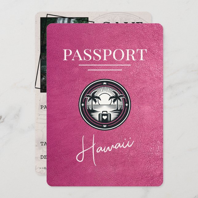 Magenta Rosa Hawaii Passport Spara datum Spara Datumet (Fram/baksida)