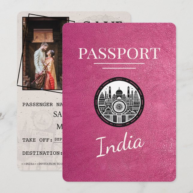 Magenta Rosa India Passport Spara datum Datumet (Fram/baksida)