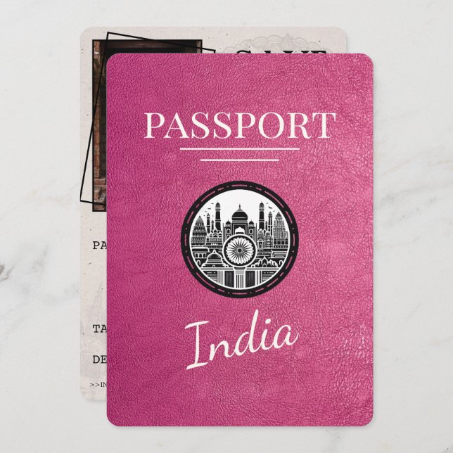 Magenta Rosa India Passport Spara datum Spara Datumet (Fram/baksida)
