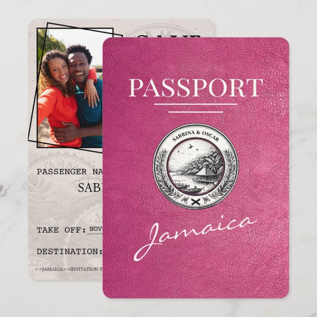 Magenta Rosa Jamaica Passport Spara datum Datumet (Fram/baksida)