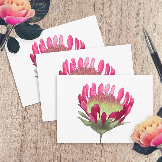 Magenta Rosa Kung Protea Flower Kort (pink magenta king protea flower blank simple thank you note card original painted flower )
