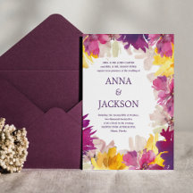 Magenta Rosa Lila Foral Botanical Garden Wedding