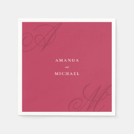 Magenta Rosa Modern Kant Elegant Monogram Bröllop Pappersservett