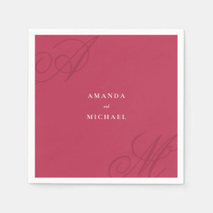 Magenta Rosa Modern Kant Elegant Monogram Bröllop Pappersservett