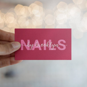 Magenta Rosa Modern Typography Nail Artist Visitkort