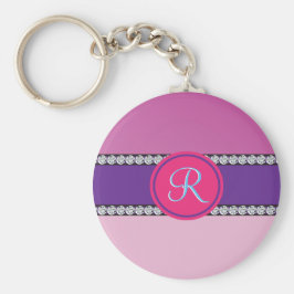 Magenta Rosa Monogram Nyckelring