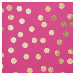 Magenta Rosa och Guld Glitter City Dots Tyg