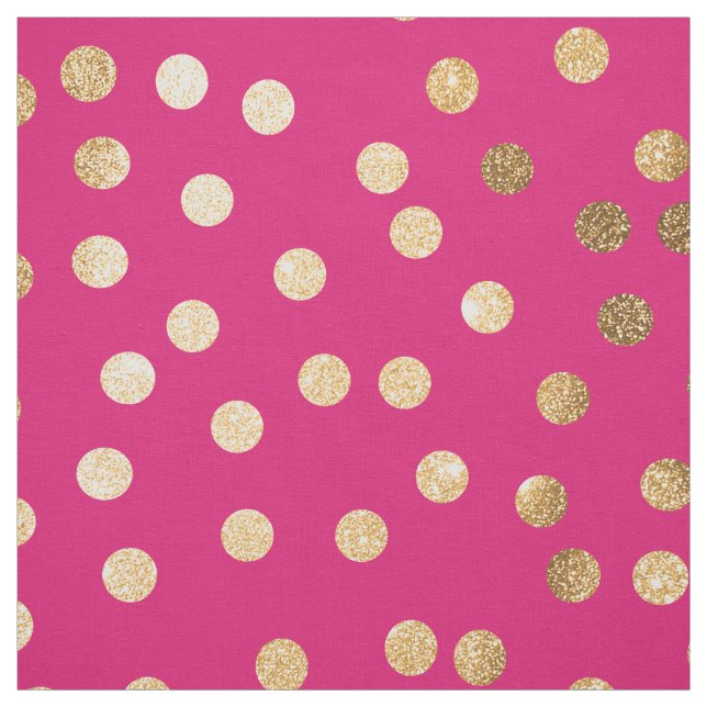 Magenta Rosa och Guld Glitter City Dots Tyg (Provkarta)