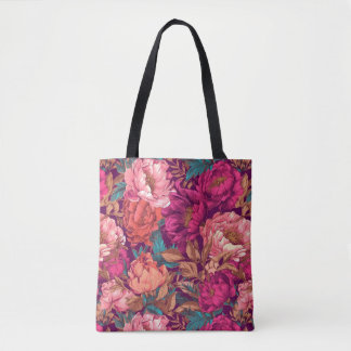 Magenta Rosa och Teal Maximalistiskt Blommigt Tygkasse