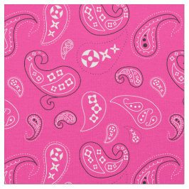 Magenta Rosa Paisley Western Bandana Print Tyg