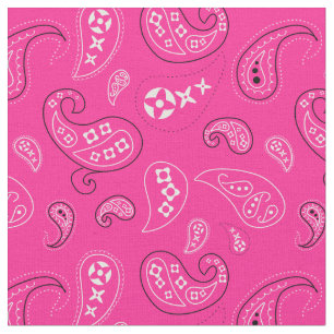 Magenta Rosa Paisley Westernare Bandana Print Tyg