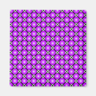 Magenta rosa prickar svart vit gittermönster magnet