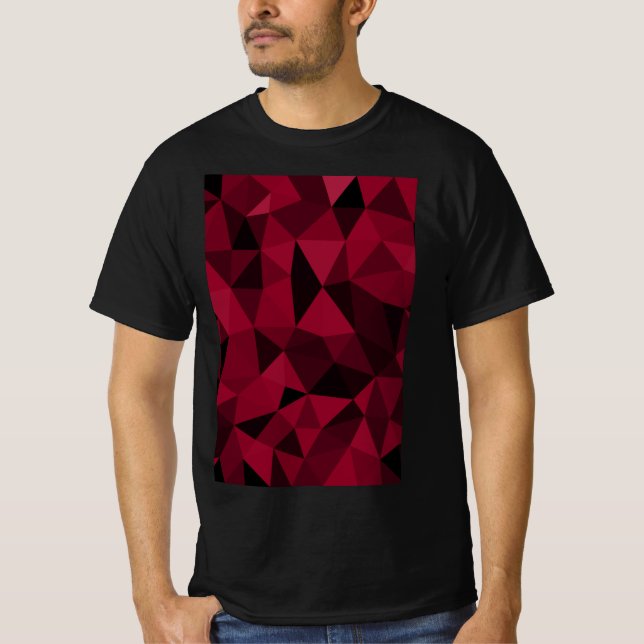 Magenta rosa röd mörk svart geometriskt nät mönste t shirt (Framsida)
