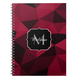 Magenta rosa röd svart geometri mönster Monogram Anteckningsbok
