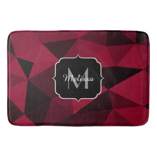 Magenta rosa röd svart geometri mönster Monogram Badrumsmatta