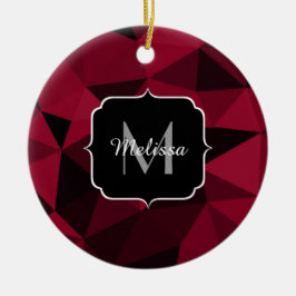 Magenta rosa röd svart geometri mönster Monogram Julgransprydnad Keramik