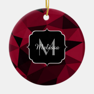 Magenta rosa röd svart geometri mönster Monogram Julgransprydnad Keramik