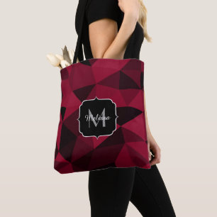 Magenta rosa röd svart geometri mönster Monogram Tygkasse