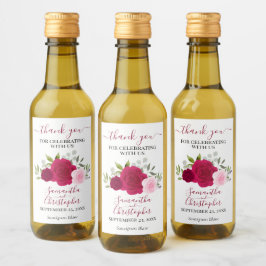Magenta Rosa ros Elegant bröllop Tack Mini Vinetikett