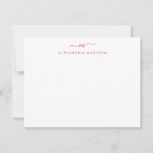 Magenta Rosa Script Monogram Chic Swash Stationery