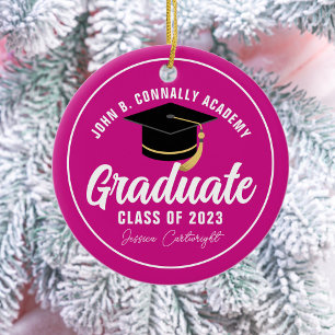 Magenta Rosa Student Anpassningsbar Studenten jul Julgransprydnad Keramik