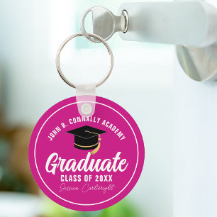 Magenta Rosa Student Personlig 2023 Studenten Nyckelring