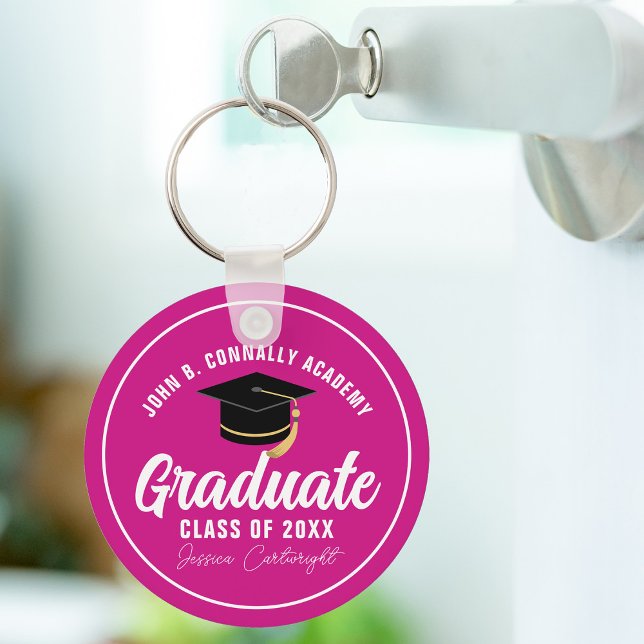 Magenta Rosa Student Personlig 2023 Studenten Nyckelring (Skapare uppladdad)