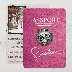 Magenta Rosa Sverige Pass Save The Date Spara Datumet