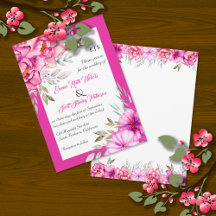 Magenta rosa vattenfärgsblommor blommigt bröllop